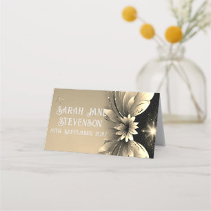 Cartão De Mesa Casamento Dourado elegante