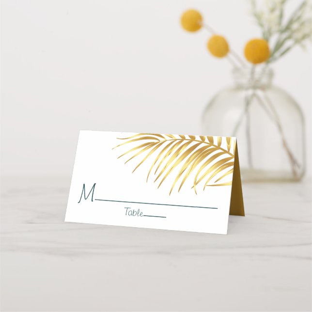 Cartão De Mesa Casamento Dourado tropical personalizado (Frente)