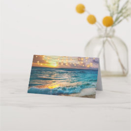 Cartão De Mesa Casamento Elegant Beach Summer