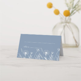 Cartão De Mesa Casamento Elegante com Flor Silvestre Periwinkle
