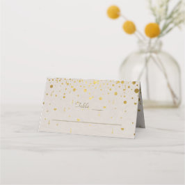 Cartão De Mesa Casamento Elegante Couro Branco Confete Dourado 