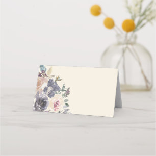 Cartão De Mesa Casamento Elegante De Aquarela Floral Roxo Moderna