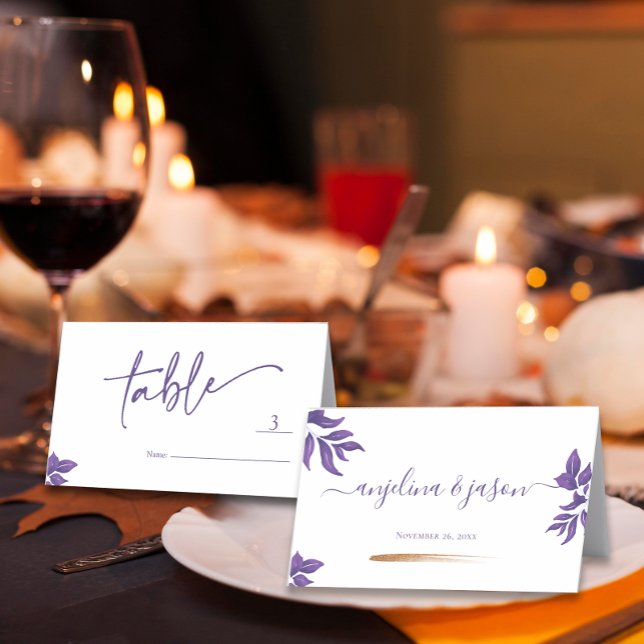 Cartão De Mesa Casamento Elegante de Eucalipto Purple Emerald (Criador carregado)