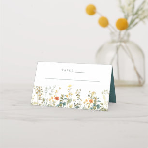 Cartão De Mesa Casamento Elegante de Flor Selvagem