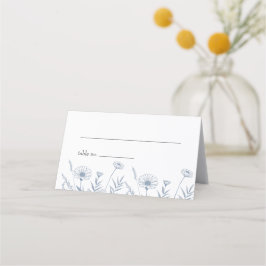 Cartão De Mesa Casamento Elegante de Flor Silvestre Periwinkle