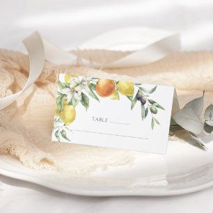 Cartão De Mesa Casamento Elegante De Limão De Citrus Orange