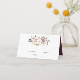 Cartão De Mesa Casamento Elegante de Mauve Blush White Greenery B