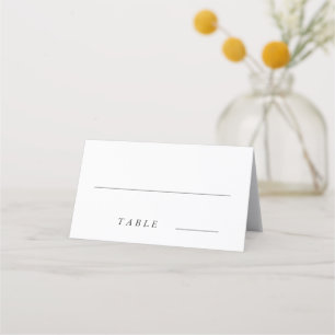 Cartão De Mesa Casamento Elegante de Negro e Branco Minimalista