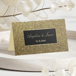 Cartão De Mesa Casamento Elegante de Ouro e Preto