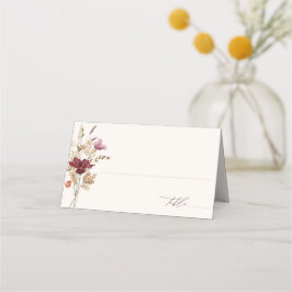 Cartão De Mesa Casamento Elegante de Outono com Flores Silvestres