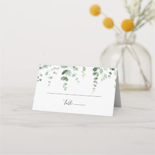 Cartão De Mesa Casamento Elegante e Minimalista de Eucalipto Verd