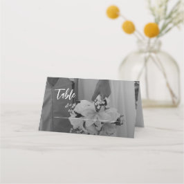Cartão De Mesa Casamento Elegante em Preto e Branco