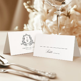 Cartão De Mesa Casamento Elegante Floral de Crest de Monograma Tr