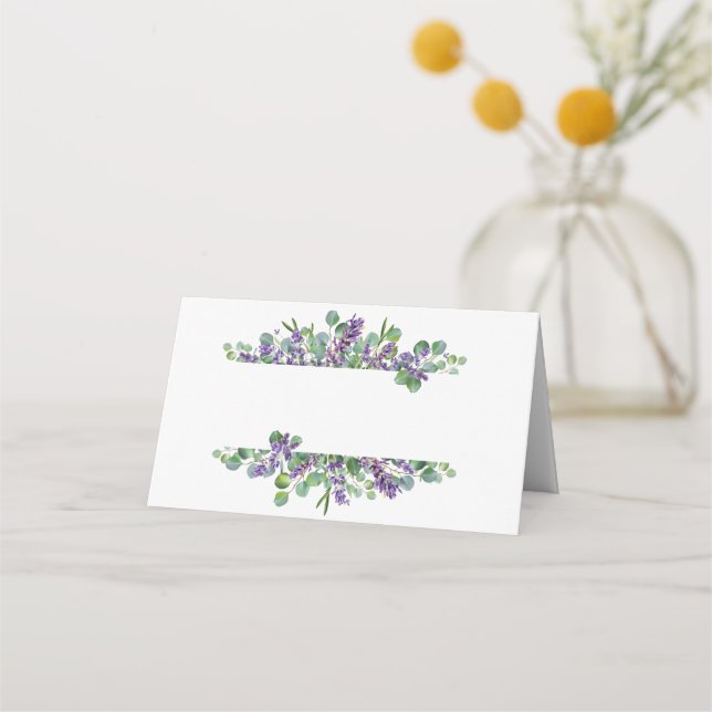 Cartão De Mesa Casamento Elegante Lavanda Eucalipto (Frente)