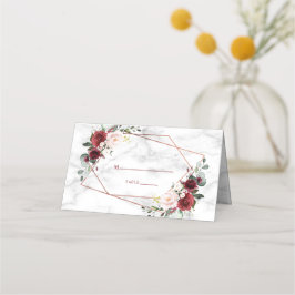 Cartão De Mesa Casamento Elegante Marble Marble Geométrico de Cob