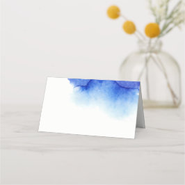 Cartão De Mesa Casamento elegante na praia náutica azul aquarela