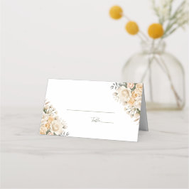 Cartão De Mesa Casamento Elegante Pérola Branca e Rosa Marfim