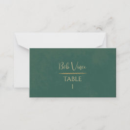 Cartão De Mesa Casamento em Tons de Joia Esmeralda e Dourado