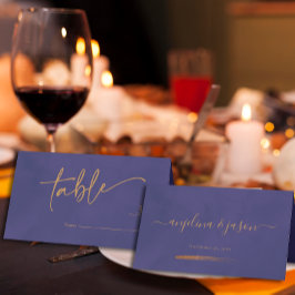 Cartão De Mesa Casamento Emerald Purple com Script Dourado Elegan