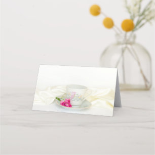 Cartão De Mesa Casamento entre a Copa Floral de Chá e as Rosas R