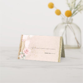 Cartão De Mesa Casamento | Erva-palha rosa-rosa-poeirento