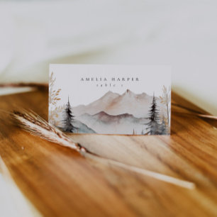Cartão De Mesa Casamento Externo de Watercolor Mountain Fall