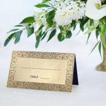 Casamento Falso Ouro Azul Marinho Floral Vintage E