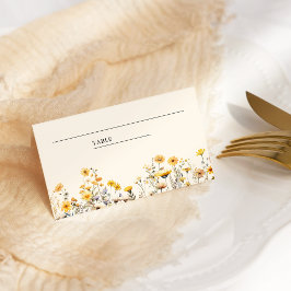 Cartão De Mesa Casamento Floral Amarelo Boho Wildflower