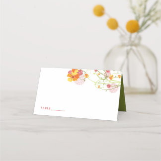 Cartão De Mesa Casamento Floral Amarelo Hibiscus Swirls & Swallow