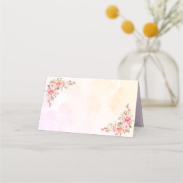 Cartão De Mesa Casamento Floral Aquarela Coral DIY