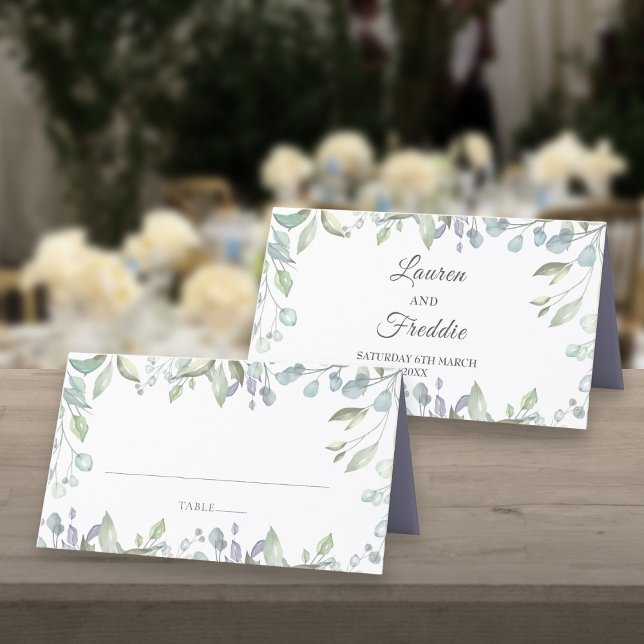 Cartão De Mesa Casamento Floral Aquarela Lilás (Lilac Watercolour Floral Wedding Place Card)