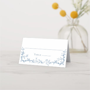 Cartão De Mesa Casamento Floral Azul Empoeirado Ornamentado Vitor