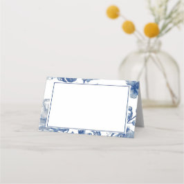 Cartão De Mesa Casamento Floral Azul Marinho