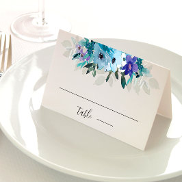 Cartão De Mesa Casamento floral azul roxo, primavera empoeirado E