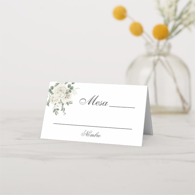Cartão De Mesa Casamento Floral Boho Espanhol (Frente)