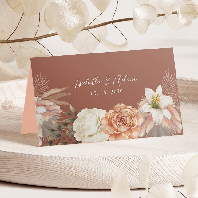 Cartão De Mesa Casamento Floral Boho Outono (Criador carregado)