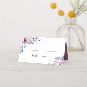 Cartão De Mesa Casamento Floral Botânico de Dusty Blue Mauve