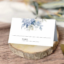 Cartão De Mesa Casamento Floral Branco e Azul