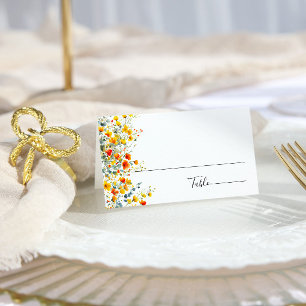 Cartão De Mesa Casamento Floral das Flores Selvagens de Aquarela