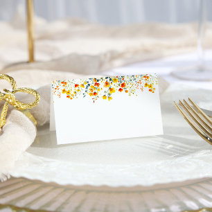 Cartão De Mesa Casamento Floral das Flores Selvagens de Aquarela