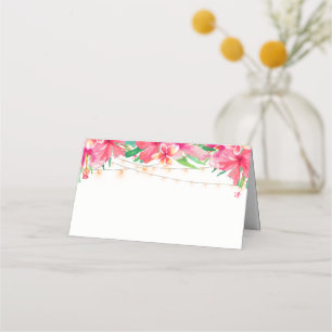 Cartão De Mesa Casamento Floral das Luzes de Cordas Tropicais