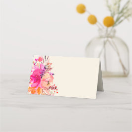 Cartão De Mesa Casamento Floral de Aquarela Rosa Elegante