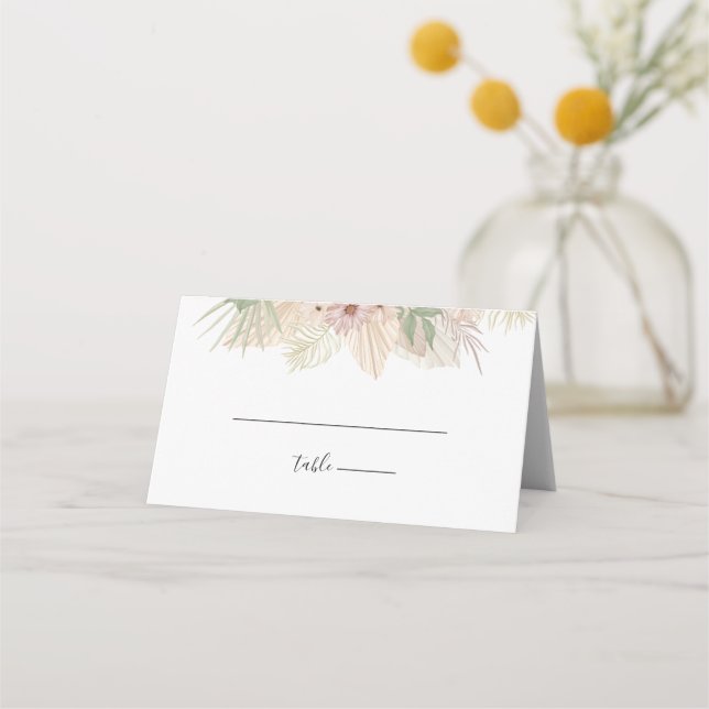 Cartão De Mesa Casamento Floral de Boho Minimal (Frente)