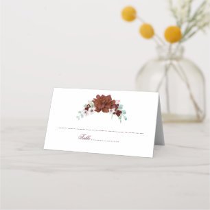 Cartão De Mesa Casamento Floral de Burgundy Watercolor