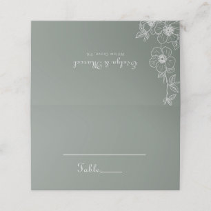 Cartão De Mesa Casamento Floral de Destino Verde Boho