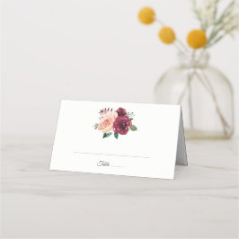 Cartão De Mesa Casamento Floral de Dusty Rosa Burgundy