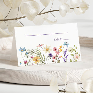 Cartão De Mesa Casamento Floral de Flores Selvagens