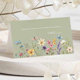 Cartão De Mesa Casamento Floral de Flores Selvagens