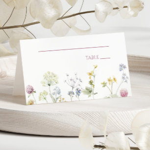 Cartão De Mesa Casamento Floral de Flores Silvestres