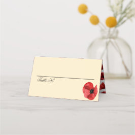 Cartão De Mesa Casamento Floral de Flores Silvestres Papoula Verm